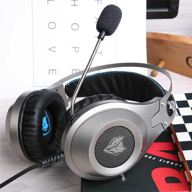 Black wired USB computer headset with microphone for PC desktop and notebook audio use