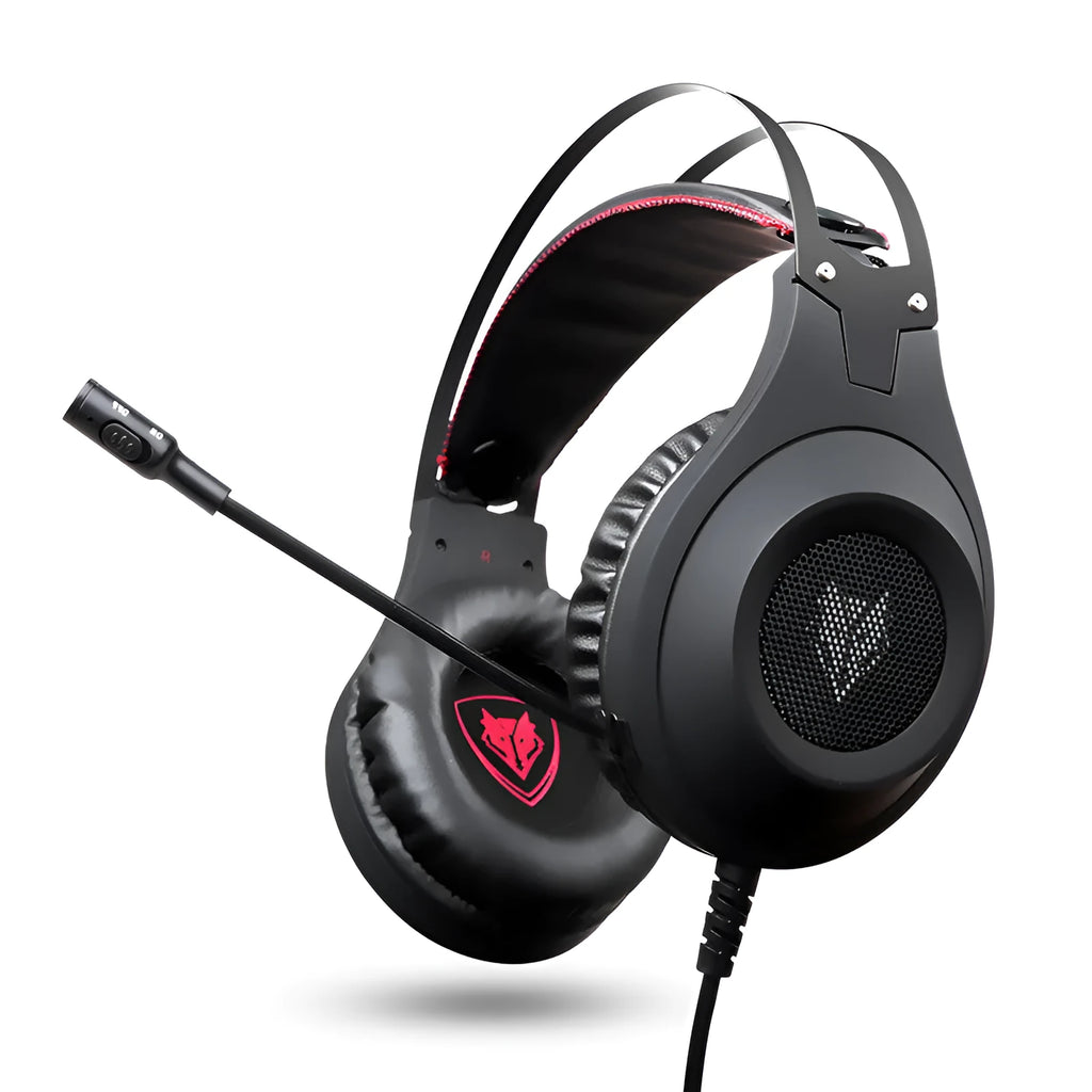 Black wired USB computer headset with microphone for PC desktop and notebook audio use