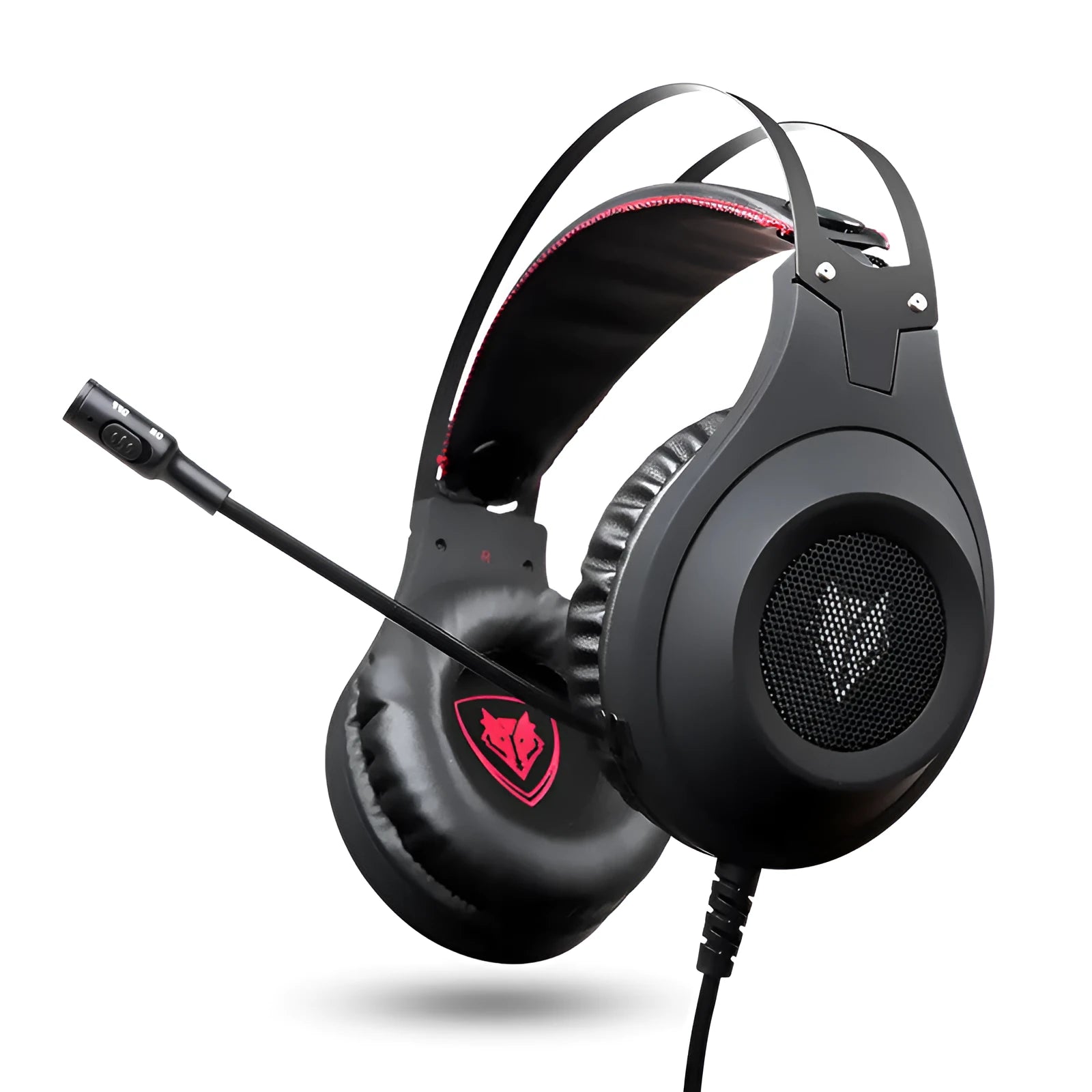 Black wired USB computer headset with microphone for PC desktop and notebook audio use