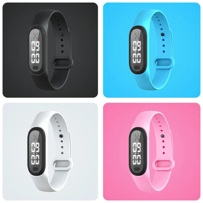 Ultrasonic electronic mosquito repellent watch bracelet in black, white, blue, pink colours