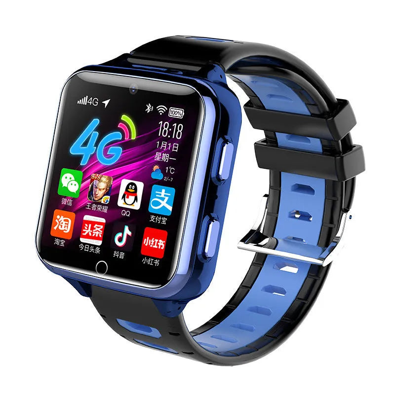 Children's smart sports learning watch with 1.54-inch screen in black, blue, or pink silicone wristband
