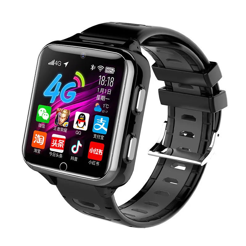 Children's smart sports learning watch with 1.54-inch screen in black, blue, or pink silicone wristband