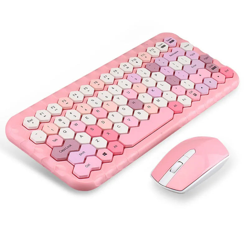 Girl Heart wireless keyboard and mouse set in blue with USB receivers