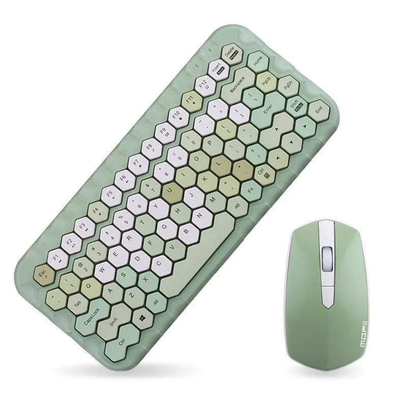 Girl Heart wireless keyboard and mouse set in blue with USB receivers