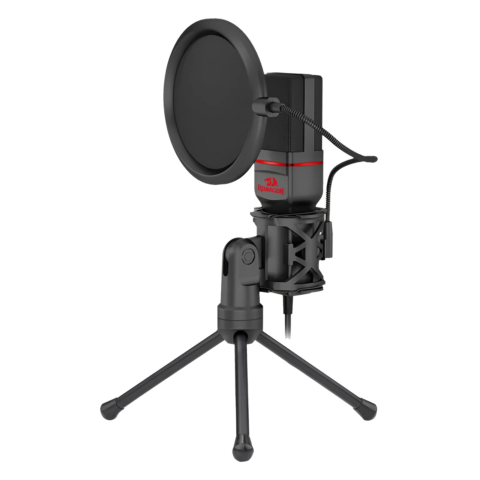 Black wired broadcast microphone with USB cable for gaming and singing streams