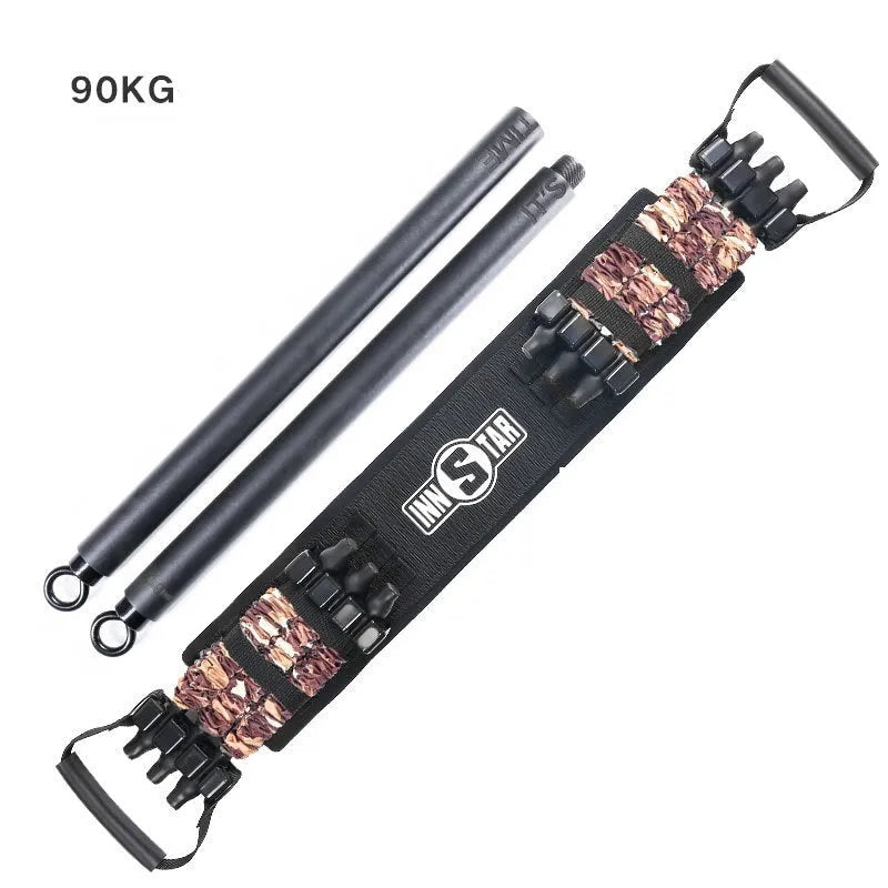 Camouflage nylon bench press stretcher with three-level resistance adjustment and soft rubber handle