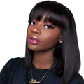 Unice Hair full machine human hair wig in natural black colour with 10 inch length