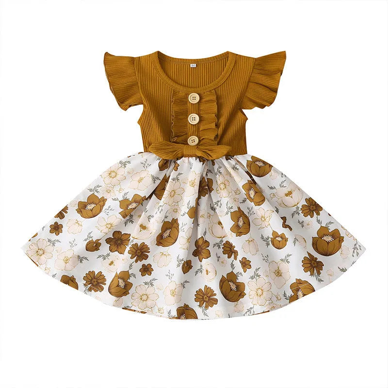 Sleevel summer dress for toddler girl in multiple colour options showing size range 80cm to 120cm