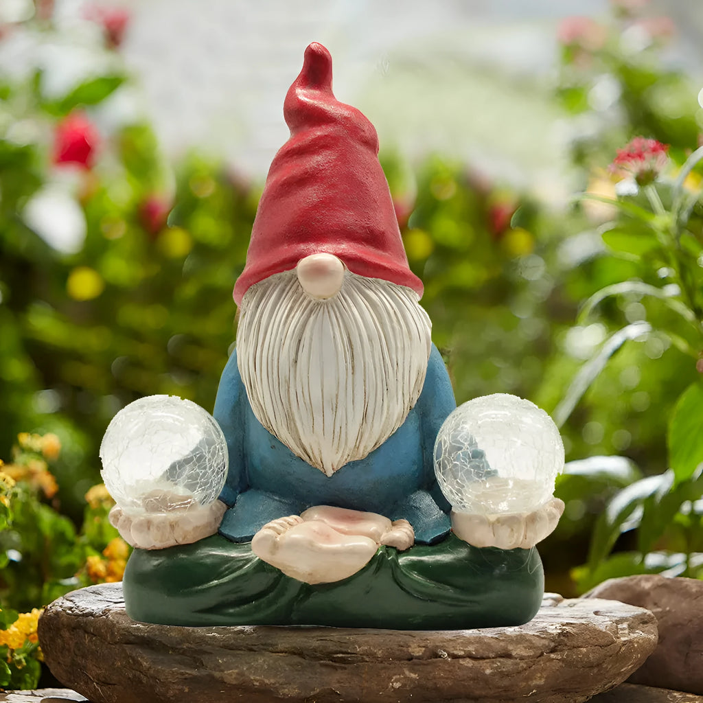 Solar LED resin garden ornament with dwarf doll figurine measuring 27x20cm for outdoor decoration