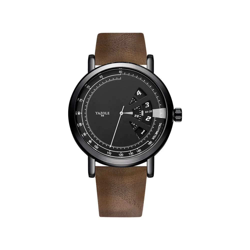 Men's metal quartz watch with 30m water resistance and mineral glass crystal