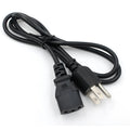 Black American three-pin plug power cord, 1.2 metres long