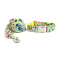 Yellow Midsummer Garden polyester dog leash and collar set on a white background, pack of 100, sizes XS to XL