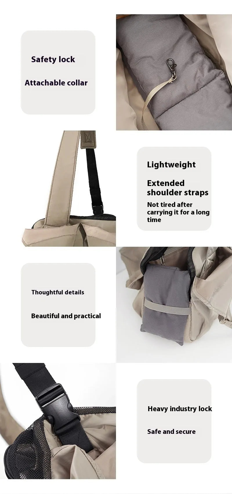 Apricot cloth pet summer breathable handbag carrier measuring 41cm by 16cm by 28cm