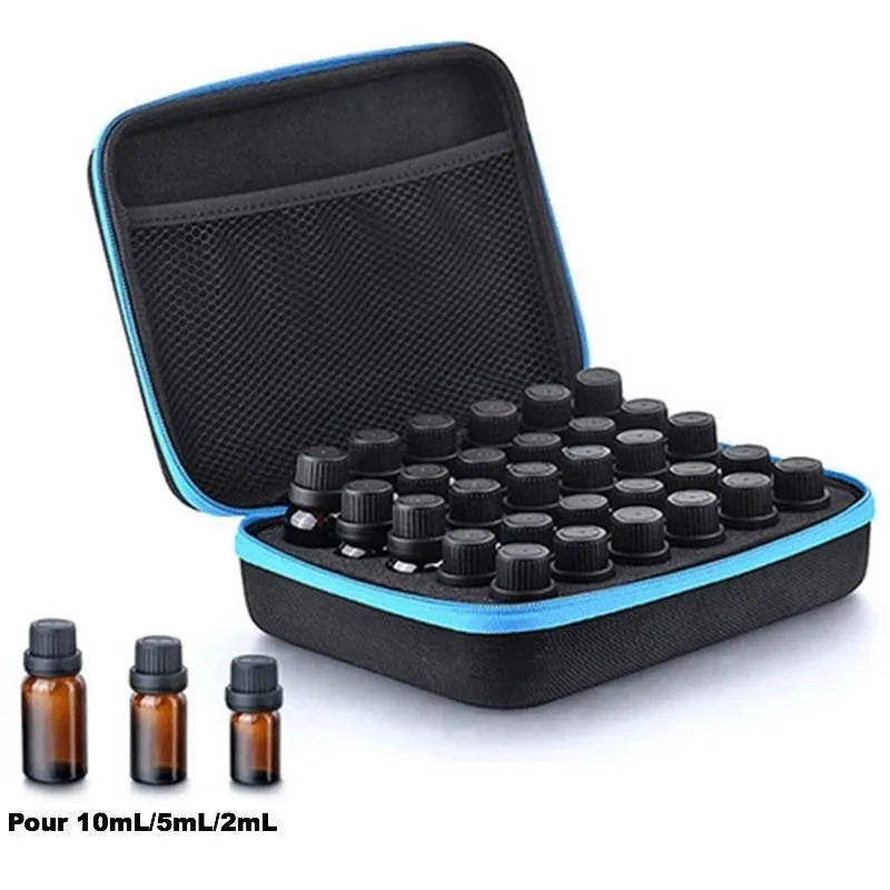EVA essential oil storage bag with 30 compartments for 15 ml bottles in red colour