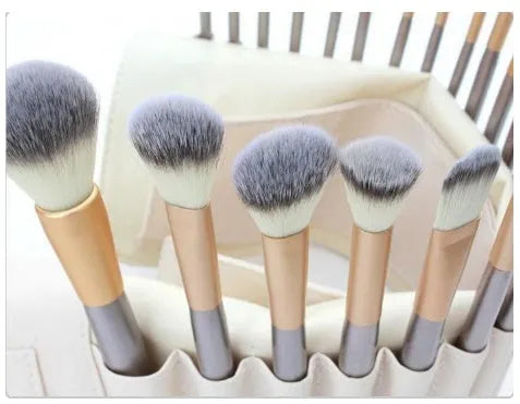 Persian make-up brush set with rice white bristles and champagne coloured handles