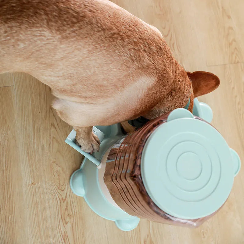 Automatic dog food machine 1.8L pet puzzle feeding device in apricot colour with drinking fountain style