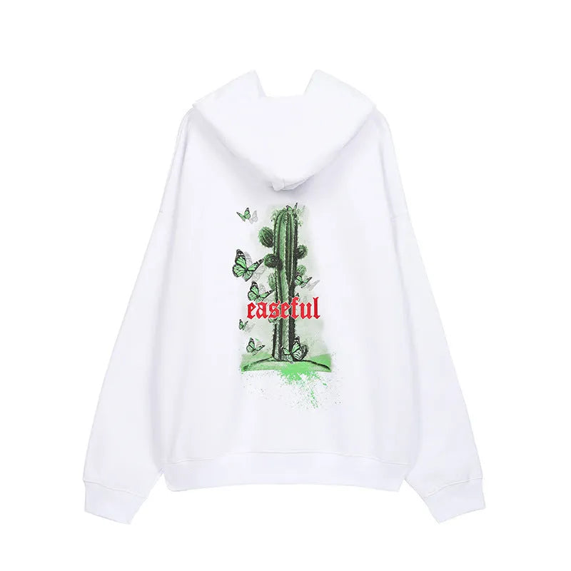 Cactus unisex 65% cotton hoodie in Black for casual leisure wear front view