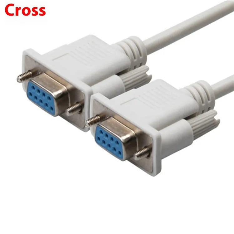 Female to female RS232 serial port cable with DB9 connectors in milky white colour, 1.5 metres long