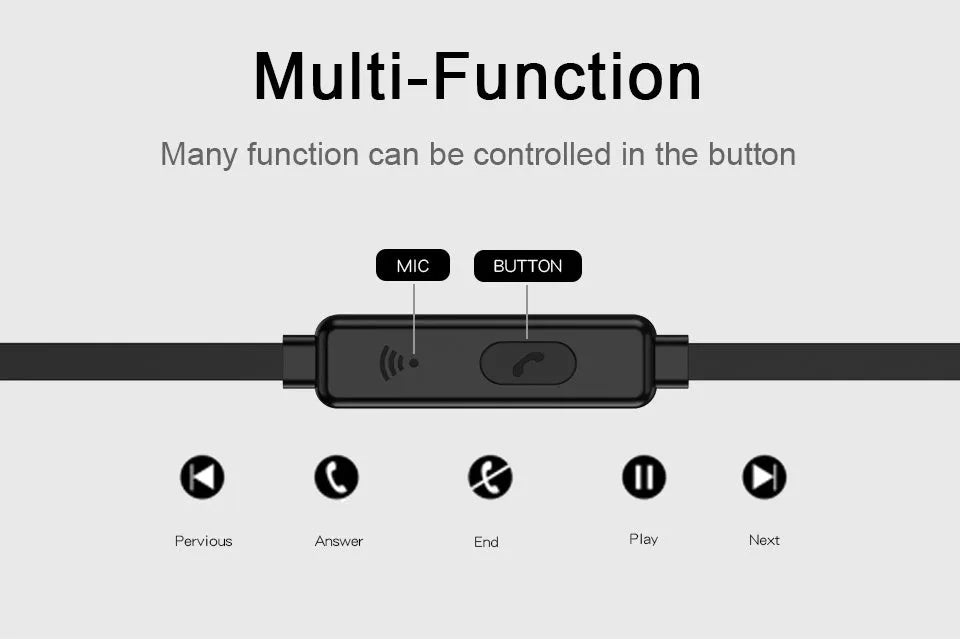 PTM TS27 compatible sport running earphones with black ear hook and silicone earbuds, showing microphone on cable