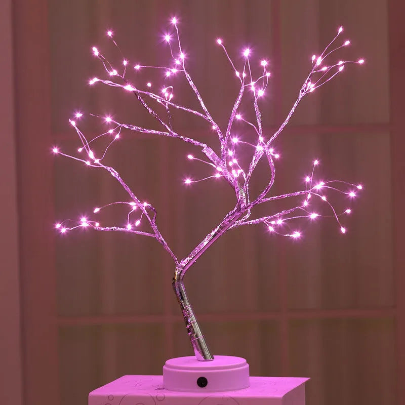 LED Christmas tree light with 108 warm white LEDs, touch control base, and plastic construction