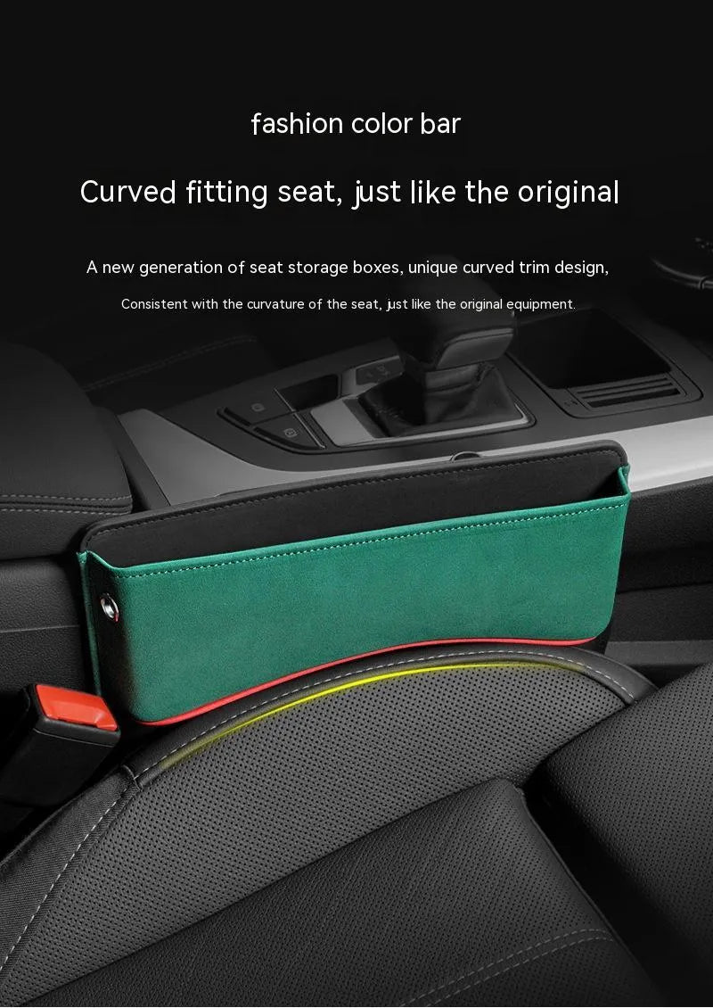 Waterproof leather car seat storage box in beige, black, brown, green or red with pressure-resistant design
