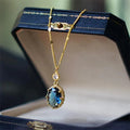 Gold electroplated French retro copper necklace with geometric pendant design and 40cm chain