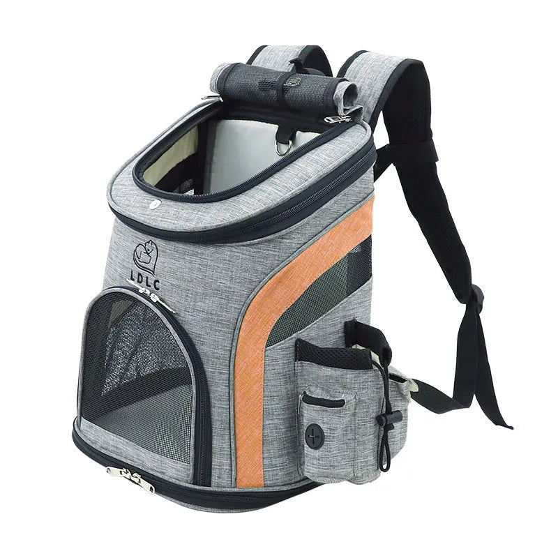 Breathable nylon pet backpack for cats and dogs up to 20 kg in gray, green, orange, blue colours
