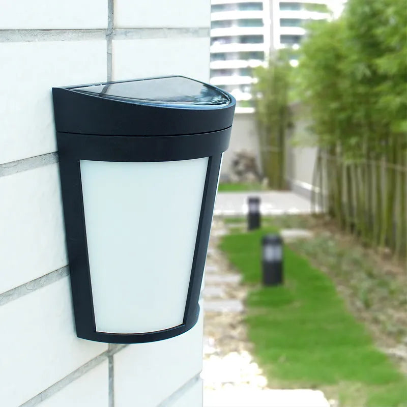 Solar-powered outdoor wall lamp with automatic sensor and waterproof IP65 rating
