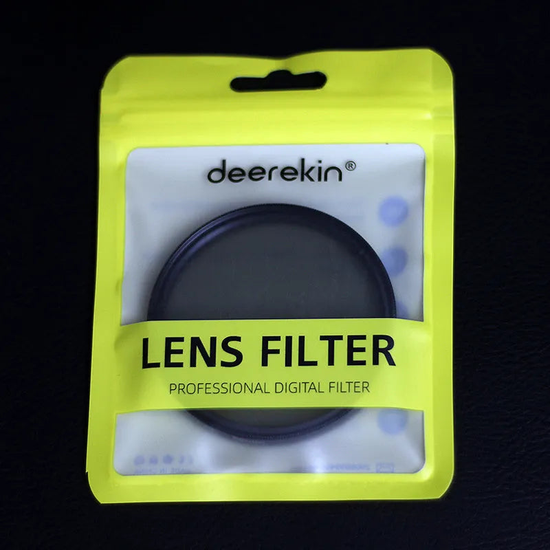 ND8 camera filter with aviation aluminium frame showing thread size options from 49mm to 82mm