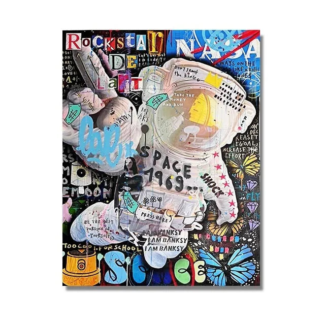 Graffiti abstract oil painting street poster on canvas, spray paint finish, unframed, multiple sizes from 20x25cm to 80x120cm