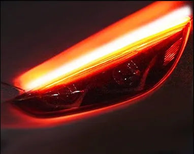 Car LED turn signal strip light with flowing animation pattern in silicone waterproof housing