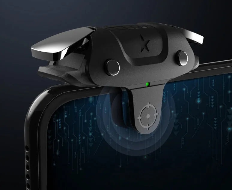 Black F5 mobile game controller joystick for phones, showing compact size.
