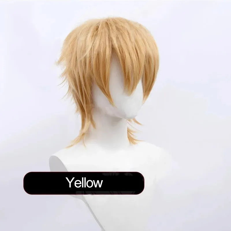 Men's short hairstyle cosplay wig in high-temperature fibre with anti-curling mechanism