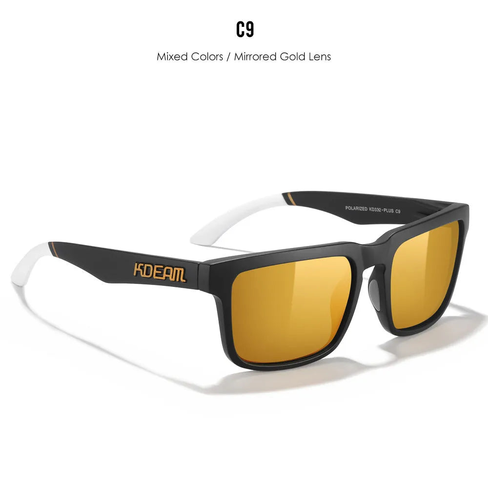 Polarized square sunglasses with TAC lens and PC frame in multiple colour options for outdoor use