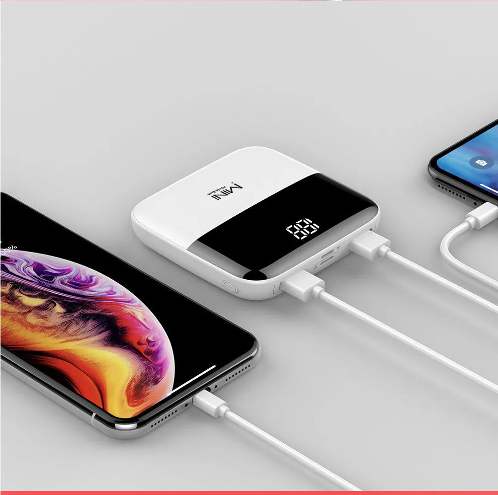10000mAh Android portable power bank with digital display showing battery percentage