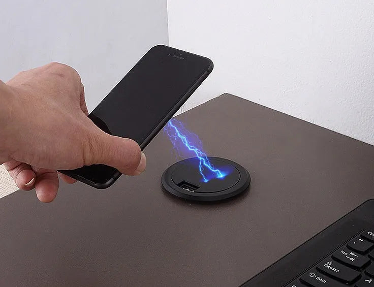 60mm round wireless charger for embedded furniture installation