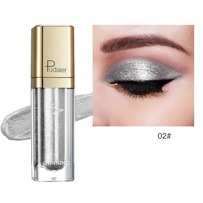 18-colour glitter eyeshadow palette with mother-of-pearl shades including Beige, Rose Gold, and Sapphire Blue