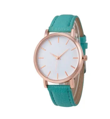 Quartz watch with 35.5mm square alloy case and PU leather strap in various colour options