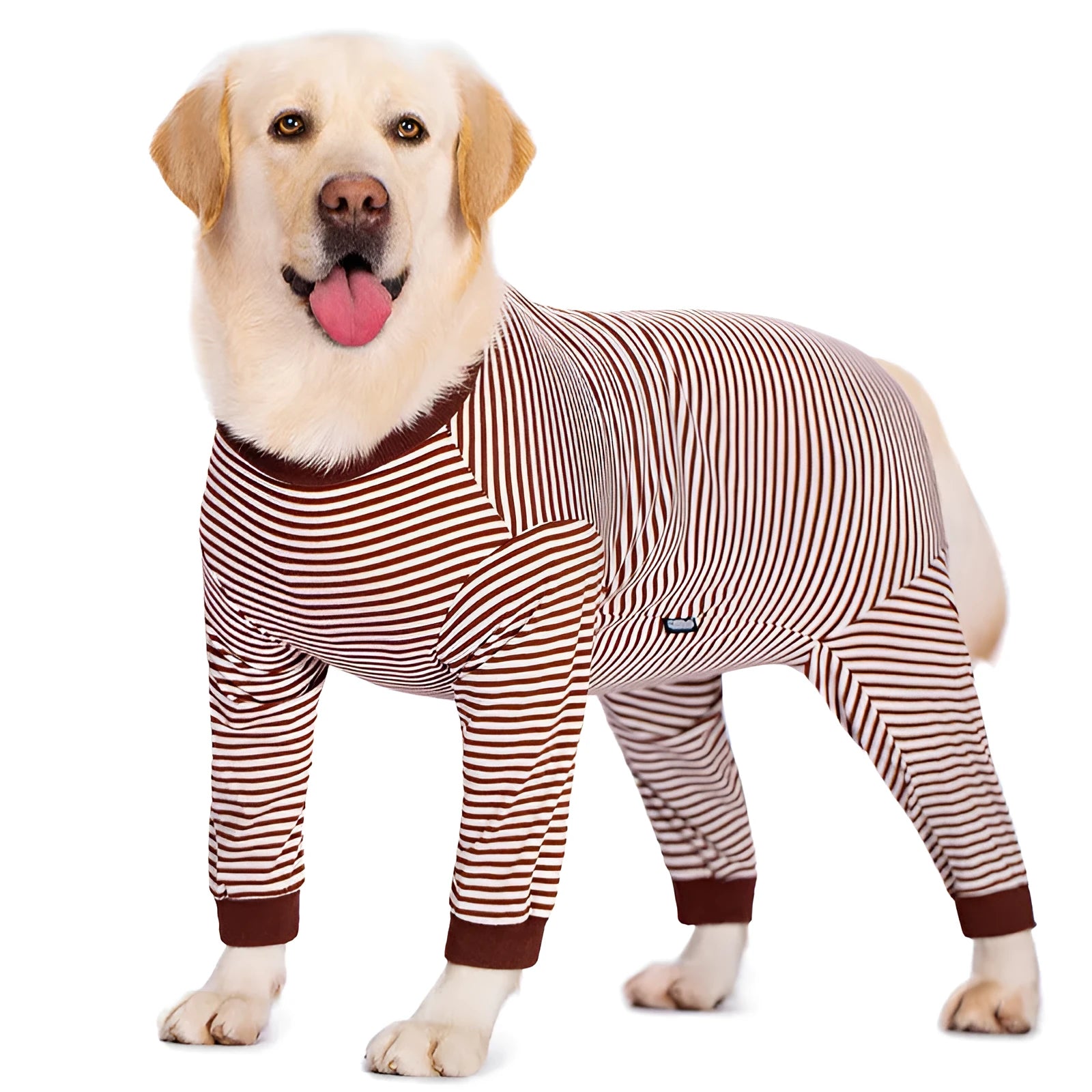 Thin four-legged polyester striped dog shirt for golden retrievers and labradors in three colour options