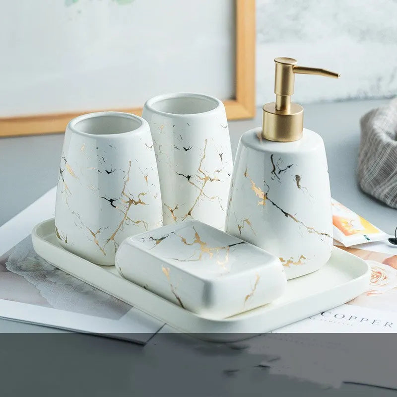 Ceramic bathroom wash set in black, blue, or white colours, showing smooth porcelain finish.
