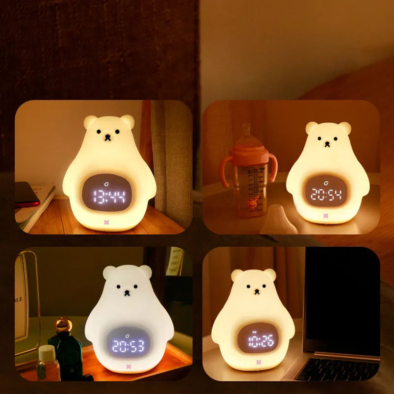 Big white bear cartoon silicone night light with remote control and timer functions