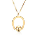 Stainless steel necklace with geometric pendant on adjustable cross chain in gold or silver finish