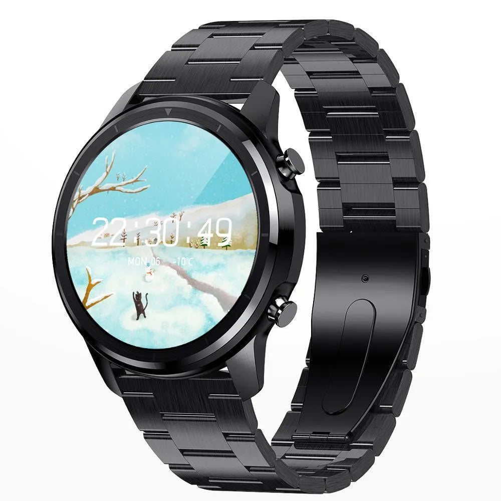 LEMFO LF26 smart bracelet with 1.3-inch screen shown in black and silver colour options.