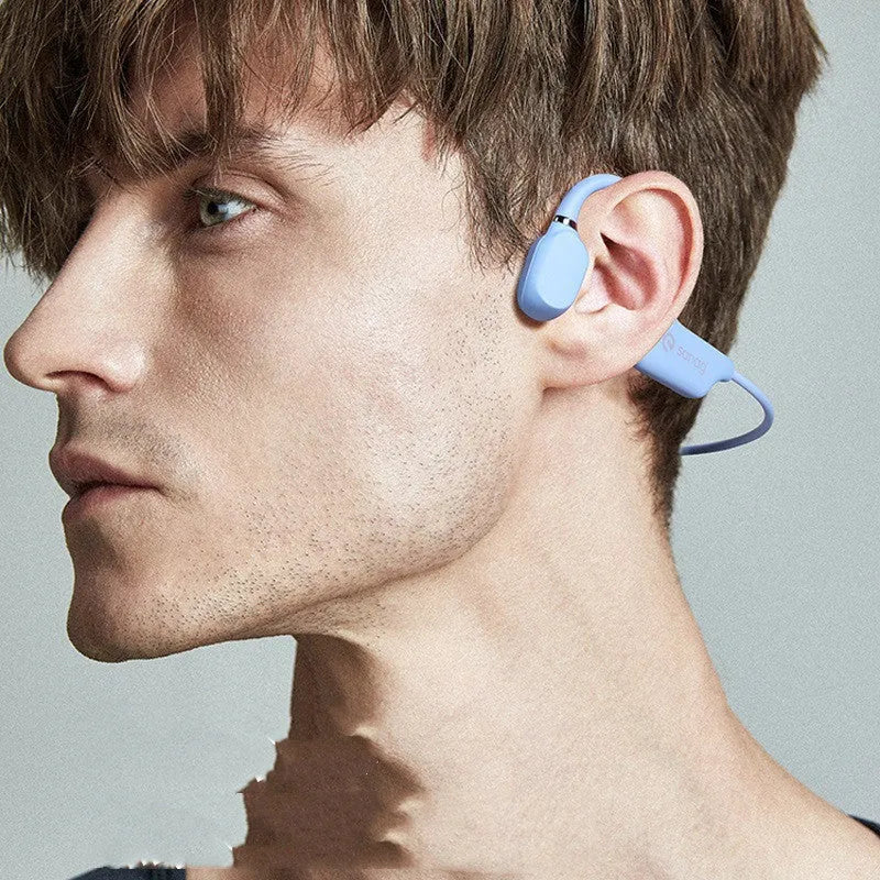 Bone conduction Bluetooth headphones with neckband in various colours for sports and running