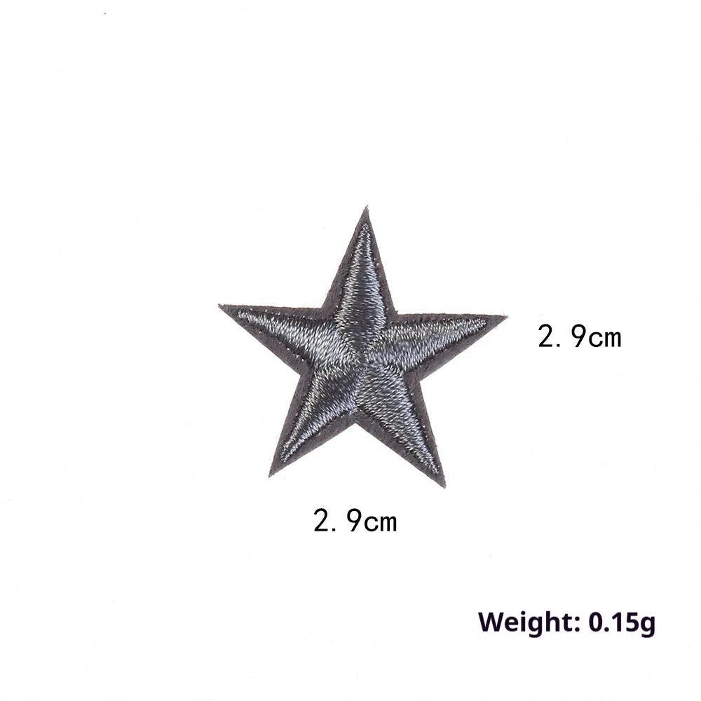 Colourful embroidered five-pointed star cloth stickers for DIY fabric decoration