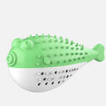 Mint Toys blue silicone fish-shaped cat chew toy and teaser on a white background.