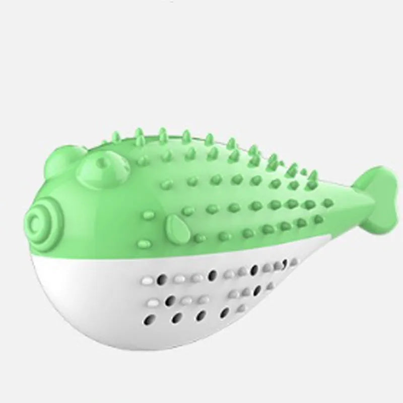 Mint Toys blue silicone fish-shaped cat chew toy and teaser on a white background.