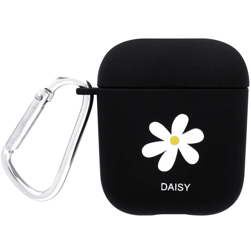 PC back cover for AirPods case with decorative designs including Flower and Smiley face options