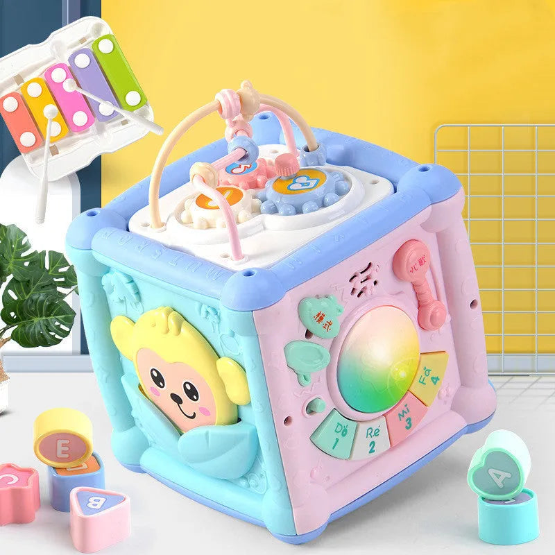 Drum baby early education toys building blocks cube plastic musical sound toy 15.5x15.5x20cm