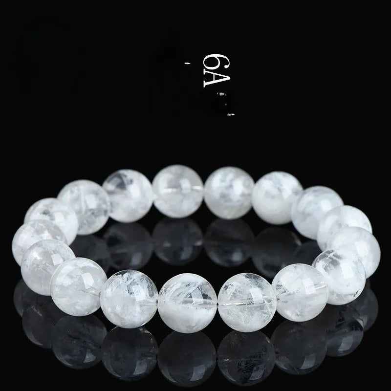 Women's natural blizzard crystal bracelet with geometric beads featuring Ruyi and Xiangyun design.